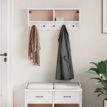 Suport pentru haine SANDNES alb 87x12x35 cm lemn masiv de pin - Img 4