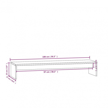 Suport pentru monitor, 100x27x15 cm, lemn masiv de pin - Img 7