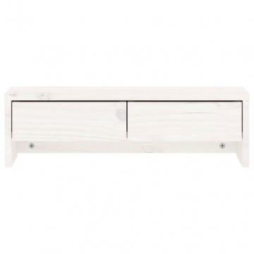 Suport pentru monitor, alb, 50x27x15 cm, lemn masiv pin - Img 8