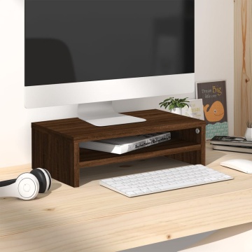 Suport pentru monitor stejar maro 42x24x13 cm lemn prelucrat - Img 1