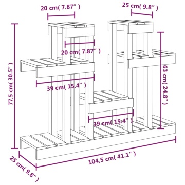 Suport pentru plante, 104,5x25x77,5 cm, lemn masiv de pin - Img 7