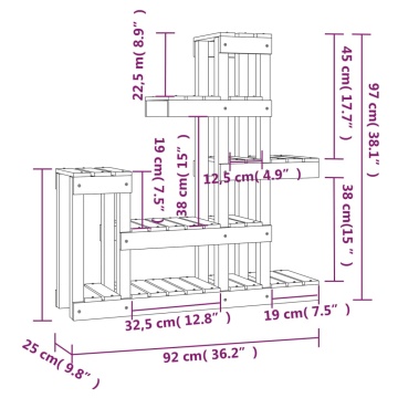 Suport pentru plante, alb,92x25x97 cm, lemn masiv de pin - Img 7