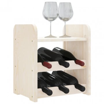 Suport pentru vin cu raft superior, 33x25x37 cm, lemn masiv pin - Img 4