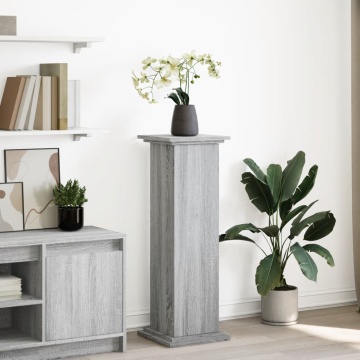 Suport prezentare cu depozitare sonoma gri 31x30x90 cm lemn - Img 1