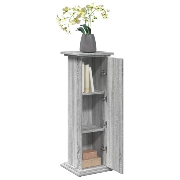 Suport prezentare cu depozitare sonoma gri 31x30x90 cm lemn - Img 4