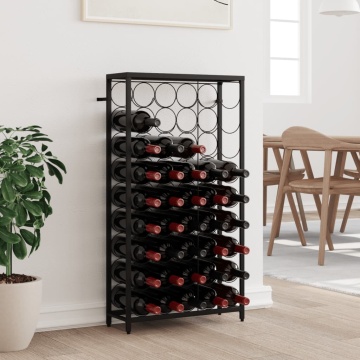 Suport sticle vin, 45 de sticle negru 54x18x100 cm fier forjat - Img 1