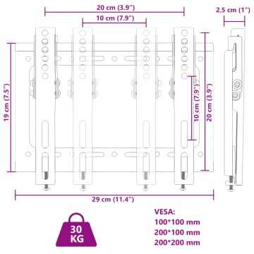 Suport TV de perete, ecran 14-42 inchi Max VESA 200x200 mm 30kg - Img 7