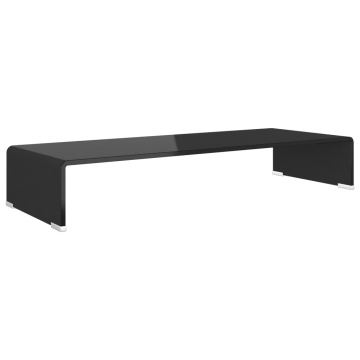 Suport TV/monitor din sticlă, 80x30x13 cm, negru - Img 2