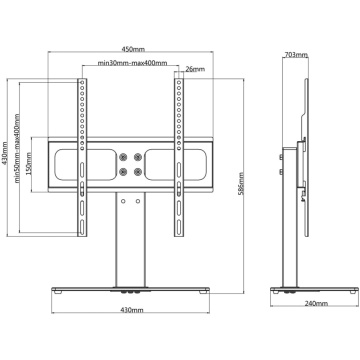 Suport TV piedestal, ecran 26-42 inchi Max VESA 400x400 mm 30kg - Img 5