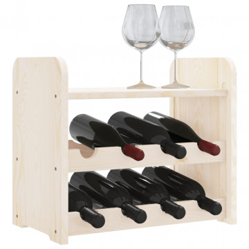 Suport vinuri cu raft superior, 43x25x37 cm, lemn masiv de pin - Img 4