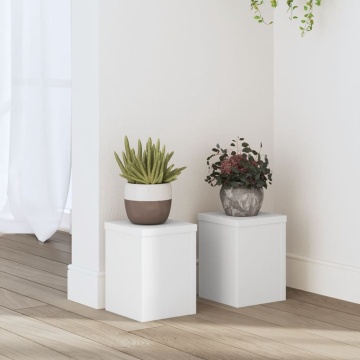 Suporturi de plante, 2 buc., alb, 15x15x20 cm, lemn prelucrat - Img 1
