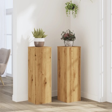 Suporturi de plante, 2 buc., stejar artizanal, 25x25x80cm, lemn - Img 1