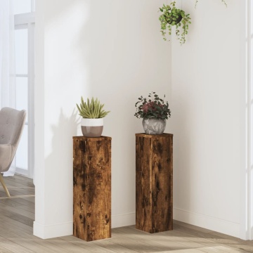 Suporturi de plante, 2 buc., stejar fumuriu, 17x17x60 cm - Img 1