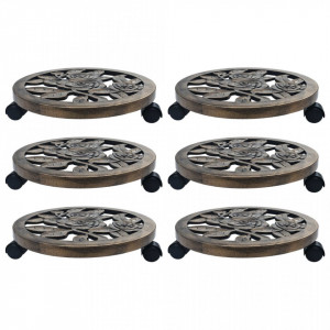 Suporturi de plante cu role, 6 buc., bronz, 38 cm, plastic - Img 1