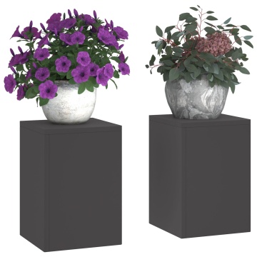 Suporturi pentru plante exterioare Pilar 2 buc Negru 24x24x35 cm Oțel - Img 3
