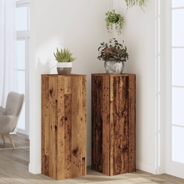 Suporturi plante 2 buc. lemn vechi 33x33x100 cm lemn prelucrat - Img 3