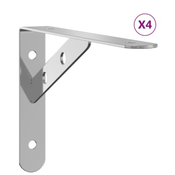 Suporturi rafturi, 4 buc., 20x2,5x14 cm argintiu oțel inox. - Img 2