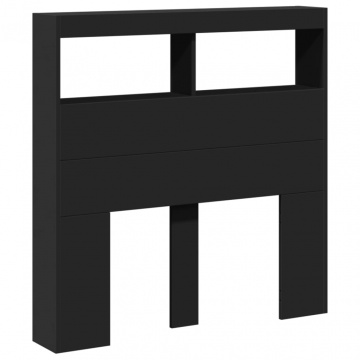 Tăblie cu dulap și LED, negru, 100x17x102 cm - Img 3