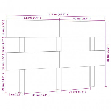 Tăblie de pat, alb, 124x3x81 cm, lemn masiv de pin - Img 5