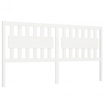 Tăblie de pat, alb, 125,5x4x100 cm, lemn masiv de pin - Img 2