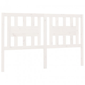 Tăblie de pat, alb, 186x4x100 cm, lemn masiv de pin - Img 2