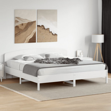 Tăblie de pat, alb, 200 cm, lemn masiv de pin - Img 3
