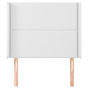 Tăblie de pat cu aripioare, alb, 103x16x118/128 cm, piele eco - Img 3