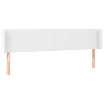 Tăblie de pat cu aripioare alb 163x16x78/88 cm piele ecologică - Img 2