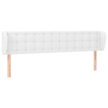 Tăblie de pat cu aripioare alb 163x23x78/88 cm piele ecologică - Img 2