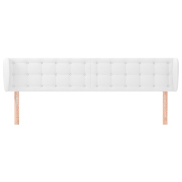 Tăblie de pat cu aripioare alb 203x23x78/88 cm piele ecologică - Img 3
