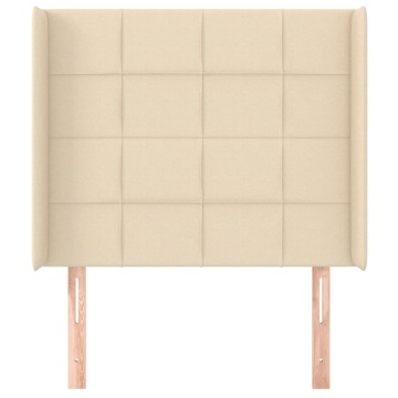 Tăblie de pat cu aripioare, crem, 103x16x118/128 cm, textil - Img 3