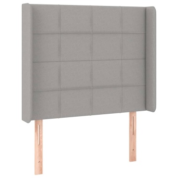 Tăblie de pat cu aripioare gri deschis 103x16x118/128 cm textil - Img 2