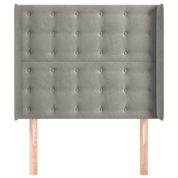 Tăblie de pat cu aripioare gri deschis 103x16x118/128cm catifea - Img 3