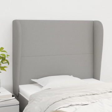 Tăblie de pat cu aripioare gri deschis 103x23x118/128 cm textil - Img 1