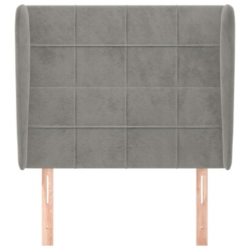Tăblie de pat cu aripioare gri deschis 103x23x118/128cm catifea - Img 3