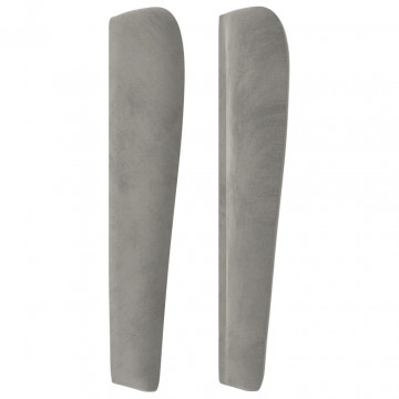 Tăblie de pat cu aripioare gri deschis 103x23x118/128cm catifea - Img 4