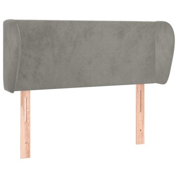 Tăblie de pat cu aripioare gri deschis 103x23x78/88 cm catifea - Img 2