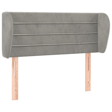 Tăblie de pat cu aripioare gri deschis 103x23x78/88 cm catifea - Img 2