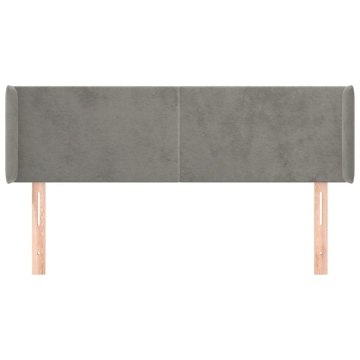 Tăblie de pat cu aripioare gri deschis 147x16x78/88 cm catifea - Img 3