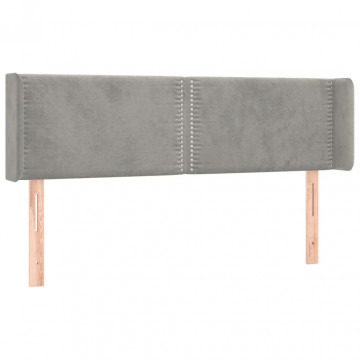 Tăblie de pat cu aripioare gri deschis 147x16x78/88 cm catifea - Img 2