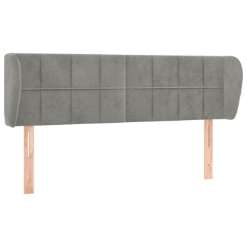 Tăblie de pat cu aripioare gri deschis 147x23x78/88 cm catifea - Img 2