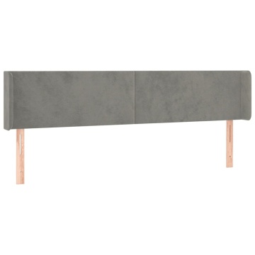 Tăblie de pat cu aripioare gri deschis 163x16x78/88 cm catifea - Img 2