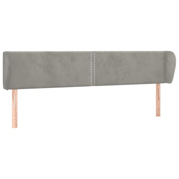 Tăblie de pat cu aripioare gri deschis 163x23x78/88 cm catifea - Img 2