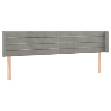 Tăblie de pat cu aripioare gri deschis 183x16x78/88 cm catifea - Img 2