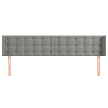 Tăblie de pat cu aripioare gri deschis 203x16x78/88 cm catifea - Img 3