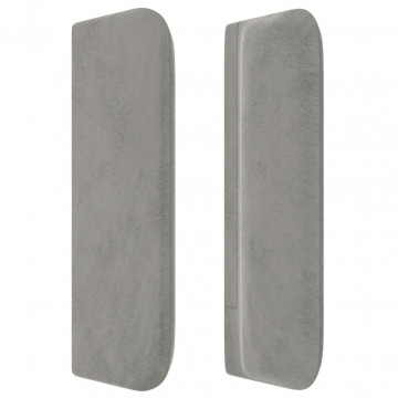 Tăblie de pat cu aripioare gri deschis 203x16x78/88 cm catifea - Img 4