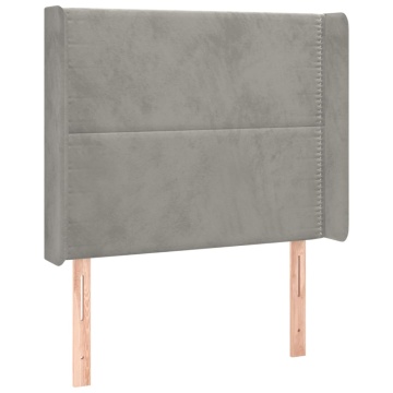 Tăblie de pat cu aripioare gri deschis 83x16x118/128 cm catifea - Img 2