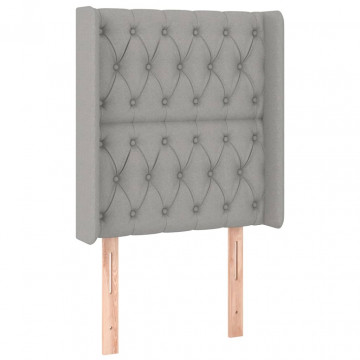 Tăblie de pat cu aripioare gri deschis 83x16x118/128 cm textil - Img 2