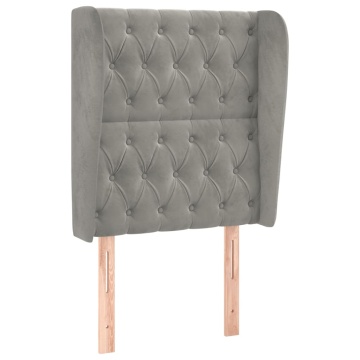 Tăblie de pat cu aripioare gri deschis 83x23x118/128 cm catifea - Img 2