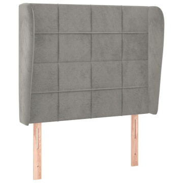 Tăblie de pat cu aripioare gri deschis 83x23x118/128 cm catifea - Img 2